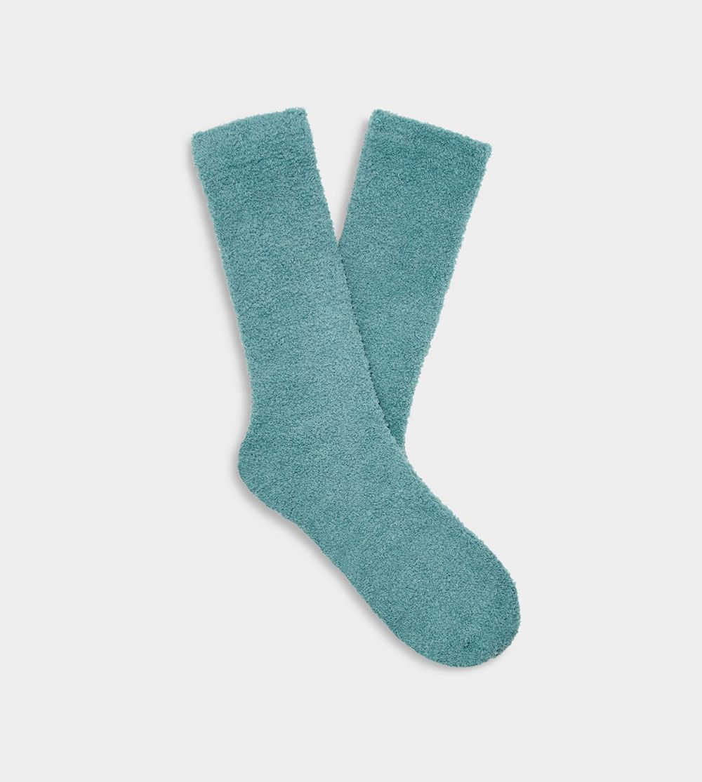 Ugg Sock Mens - Ugg Fincher Ultra Cozy Crew Blue - 916UNAZMB